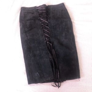 Danier lace up leather skirt. Grommets lace vintage